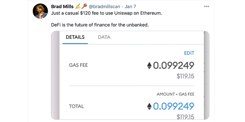 $ 100掉期：尽管交易费“疯狂”，以太坊敏捷交易量上个月仍达到390亿美元