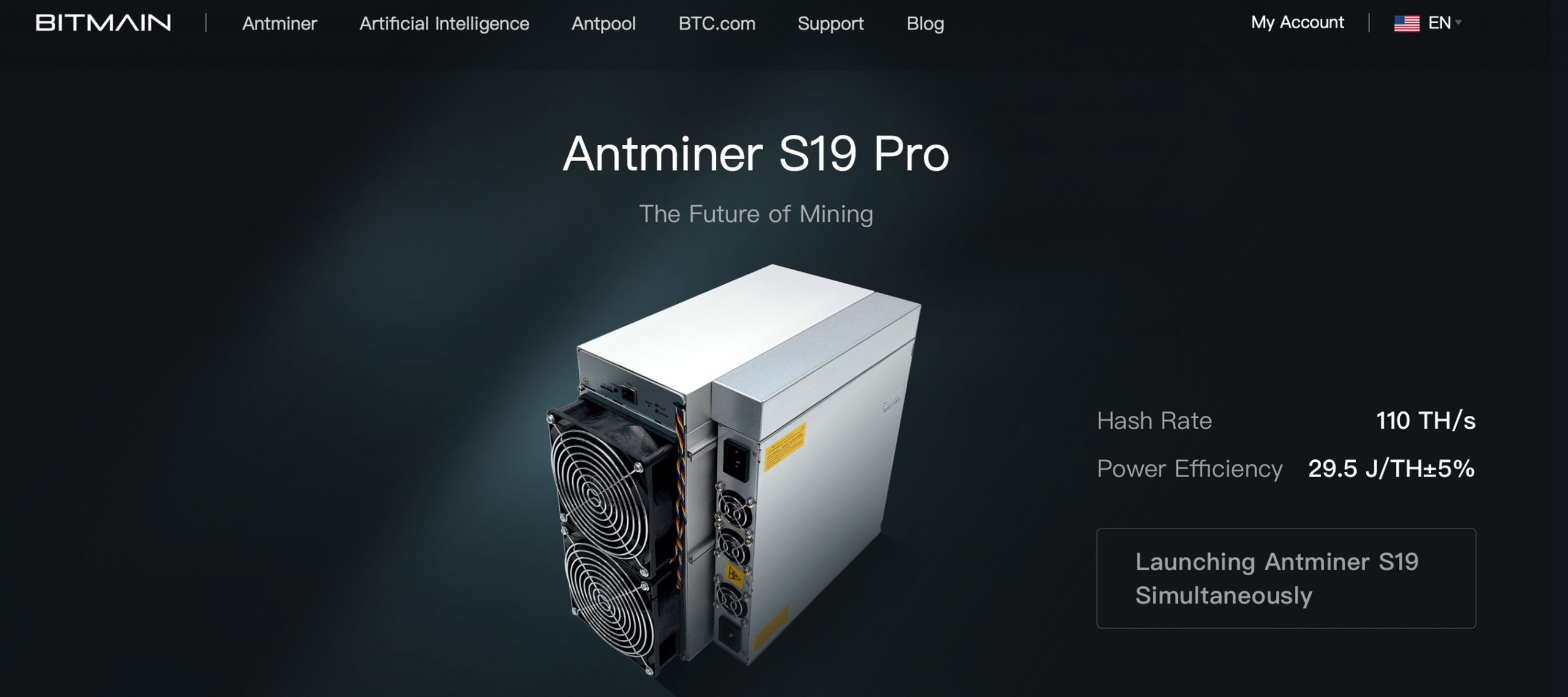 Bitmain odhaluje 2 bitcoinové těžaře s maximální rychlostí až 110 TH / s na jednotku